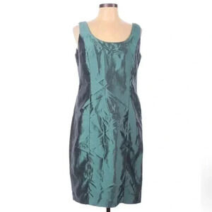 R&M Richards Teal Shimmer Party Sleeveless Cocktail Dress Size 10 Medium M